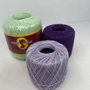 Vintage Coats & Clark South Maid Crochet Thread Lot 3 Mint Green Purple Size 10